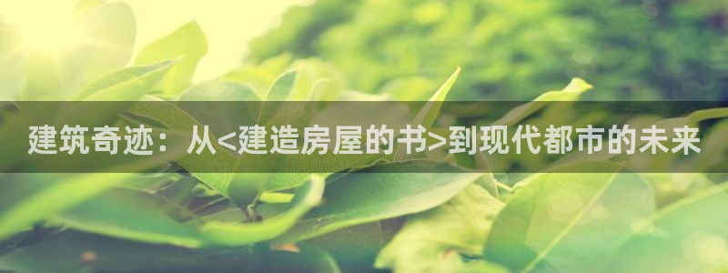 意昂3娱乐平台：建筑奇迹：从<建造房屋的书>到现代都市的未来